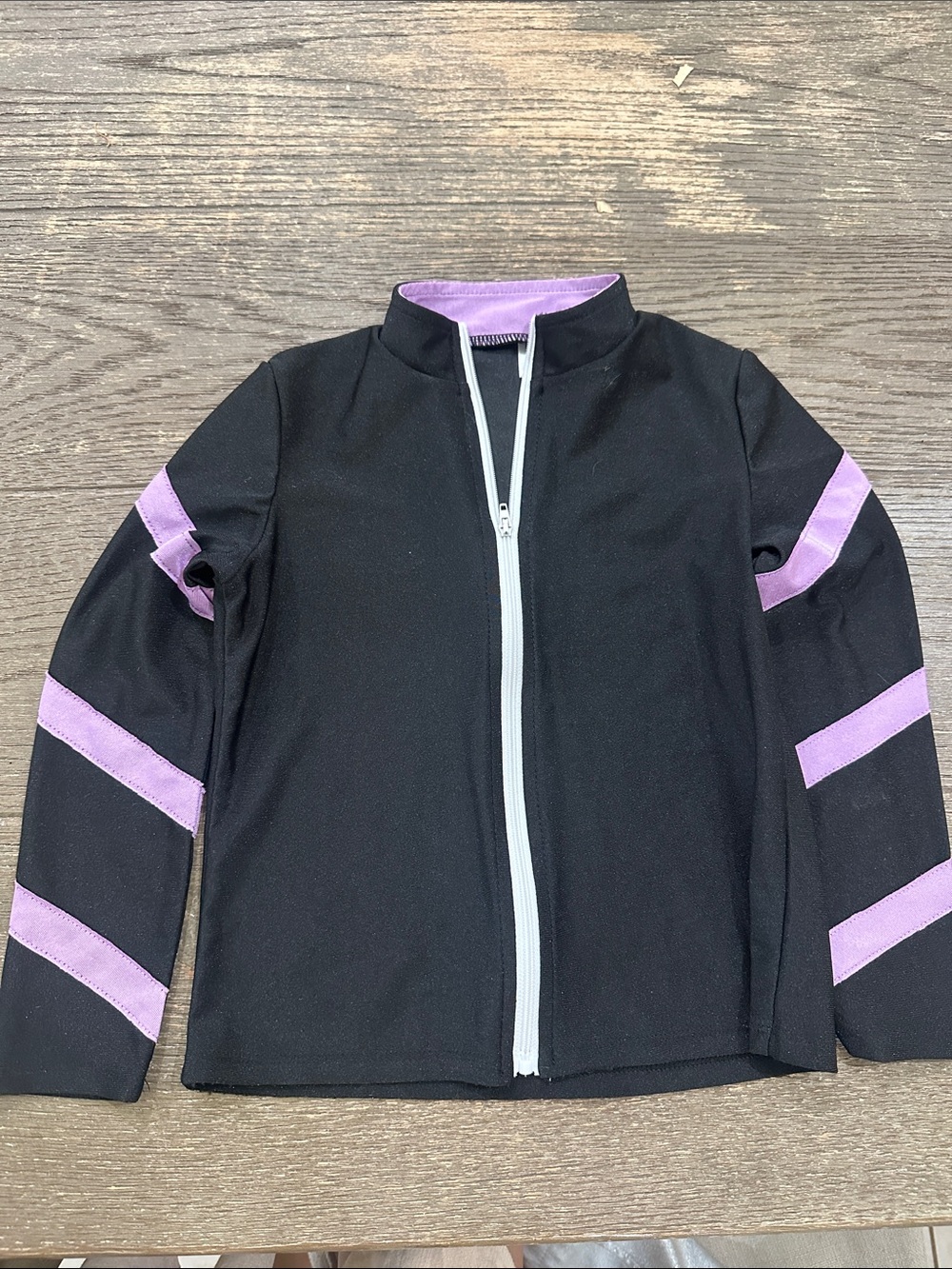 Kids Black Rashguard Jacket with Purple Accents - Zip Front